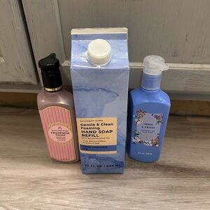 Bath & Body Works Pink and Blue Soap and Lotion Trio
